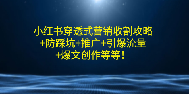 【副业项目3458期】小红书穿透式营销收割攻略+防踩坑+推广+引爆流量+爆文创作（小红书的营销方法策略）-晴沐网创  