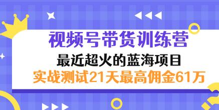 【副业项目3489期】视频号带货训练营，实战测试21天最高佣金61W（视频号带货怎么做）-晴沐网创  