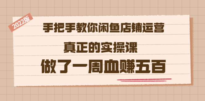 【副业项目3787期】2022版闲鱼运营实操课：手把手教你怎样经营好闲鱼店铺-晴沐网创  