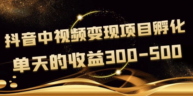 【副业项目4157期】黄岛主《抖音中视频变现项目孵化》单天的收益300-500 操作简单粗暴-晴沐网创  