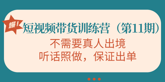 【副业项目4328期】短视频带货训练营（第11期），不需要真人出境，听话照做，保证出单-晴沐网创  