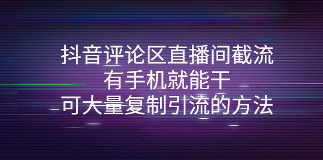 【副业项目4380期】抖音评论区直播间截流，有手机就能干，可大量复制引流的方法-晴沐网创  