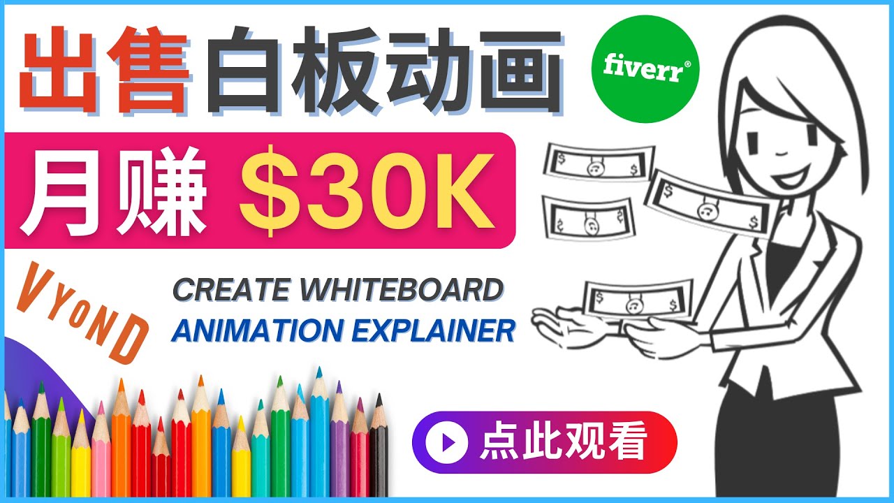 【副业项目4579期】如何用最简单制作白板动画（WhiteBoard Animation）月赚3万美元-晴沐网创  