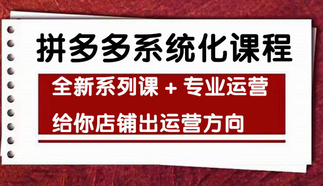 【副业项目4542期】车神陪跑，拼多多系统化课程，全新系列课+专业运营给你店铺出运营方向-晴沐网创  