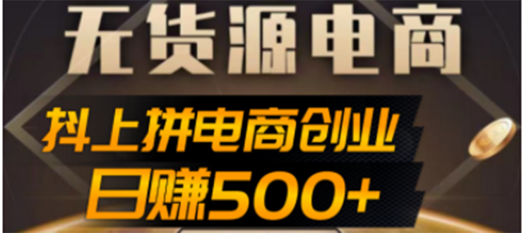 【副业项目4729期】抖上拼无货源电商创业项目、外面收费12800，日赚500+的案例解析参考-晴沐网创  