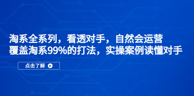 【副业项目5366期】淘系全系列，看透对手，自然会运营，覆盖淘系99%·打法，实操案例读懂对手-晴沐网创  