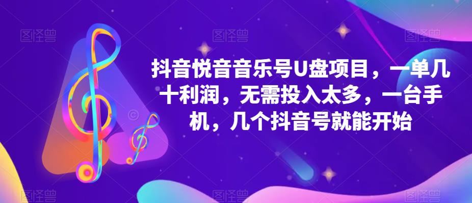 【副业项目5503期】抖音音乐号U盘项目 一单几十利润 无需投入太多 一台手机 几个抖音号就开始-晴沐网创  