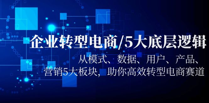 【副业项目5960期】企业转型电商/5大底层逻辑，从模式 数据 用户 产品 营销5大板块，高效转型-晴沐网创  