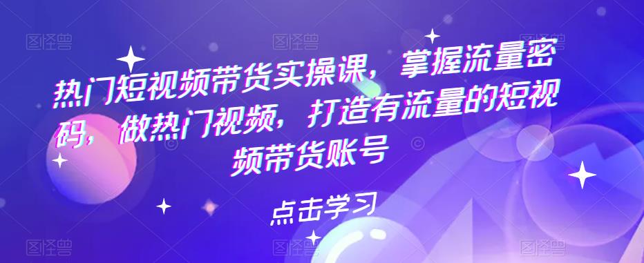 【副业项目5822期】热门短视频带货实战 掌握流量密码 做热门视频 打造有流量的短视频带货账号-晴沐网创  