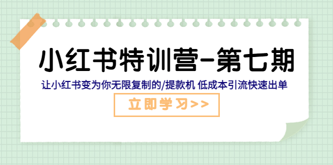 【副业项目5683期】小红书特训营-第七期 让小红书变为你无限复制的/提款机 低成本引流快速出单-晴沐网创  