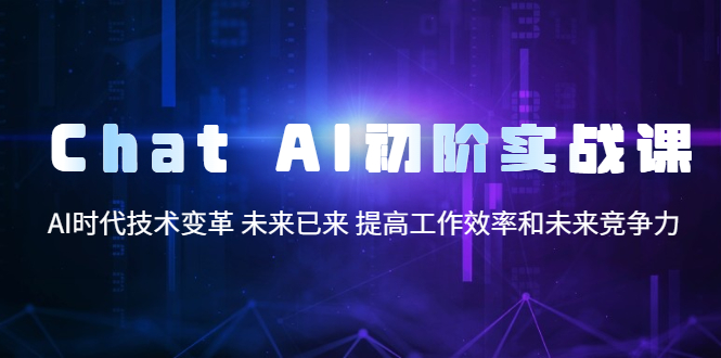 【副业项目5685期】Chat AI初阶实战课，AI时代技术变革 未来已来 提高工作效率和未来竞争力-晴沐网创  