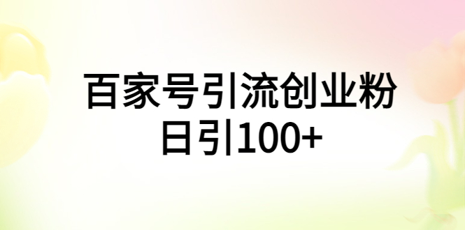 【副业项目6009期】百家号引流创业粉日引100+有手机电脑就可以操作-晴沐网创  