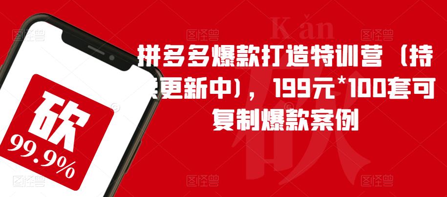 【副业项目6391期】拼多多爆款打造特训营（持续更新中)，199元*100套可复制爆款案例-晴沐网创  