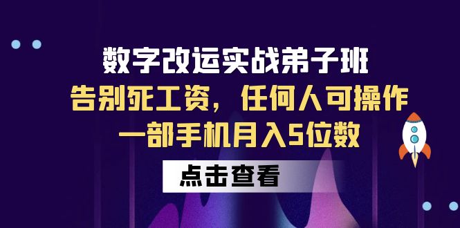 【副业项目6430期】数字 改运实战弟子班：告别死工资，任何人可操作，一部手机月入5位数-晴沐网创  