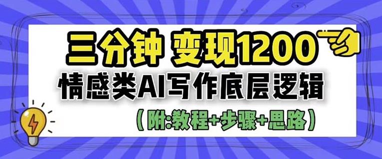 【副业项目6442期】情感类AI写作底层逻辑，3分钟掌握变现技巧（附：详细教程及步骤+独家资料）【揭秘】-晴沐网创  