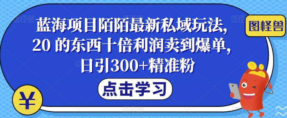 【副业项目6699期】蓝海项目陌陌最新私域玩法，20 的东西十倍利润卖到爆单，日引300+精准粉【揭秘】-晴沐网创  