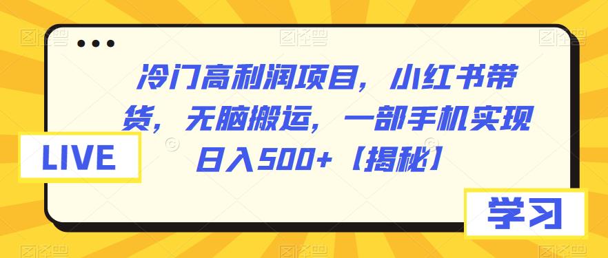 【副业项目6875期】冷门高利润项目，小红书带货，无脑搬运，一部手机实现日入500+【揭秘】-晴沐网创  