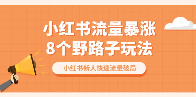 【副业项目6600期】小红书流量-暴涨8个野路子玩法：小红书新人快速流量破局（8节课）-晴沐网创  