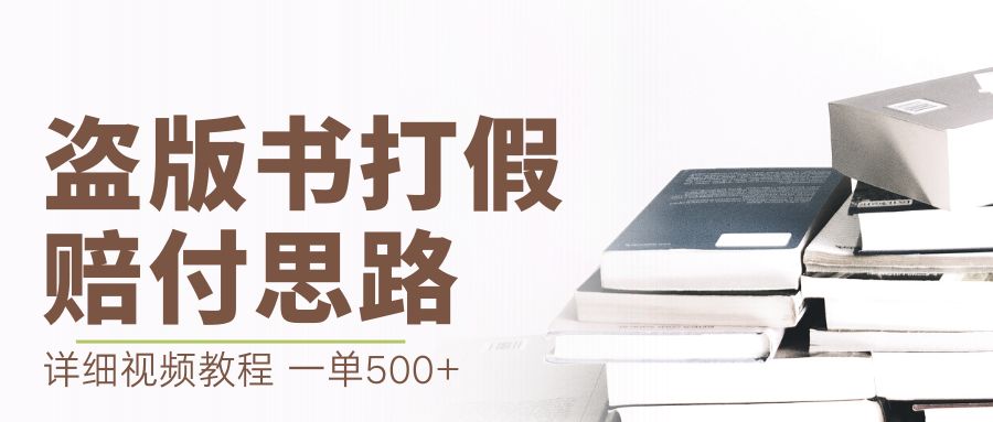 【副业项目6978期】最新盗版书赔付打假项目，一单利润500+【详细玩法视频教程】-晴沐网创  