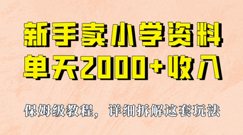 【副业项目7100期】卖小学资料，实现单天2000+，实操项目，保姆级教程+资料+工具-晴沐网创  