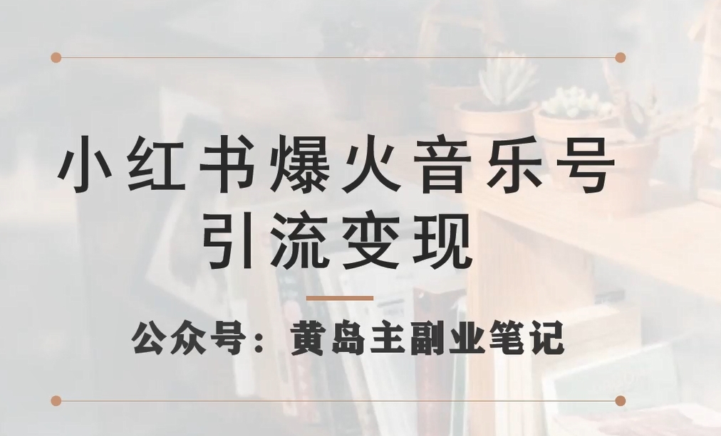 【副业项目7505期】小红书爆火音乐号引流变现项目，视频版一条龙实操玩法分享给你-晴沐网创  