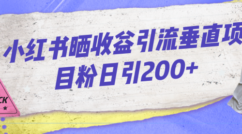 【副业项目7194期】小红书晒收益图引流垂直项目粉日引200+-晴沐网创  