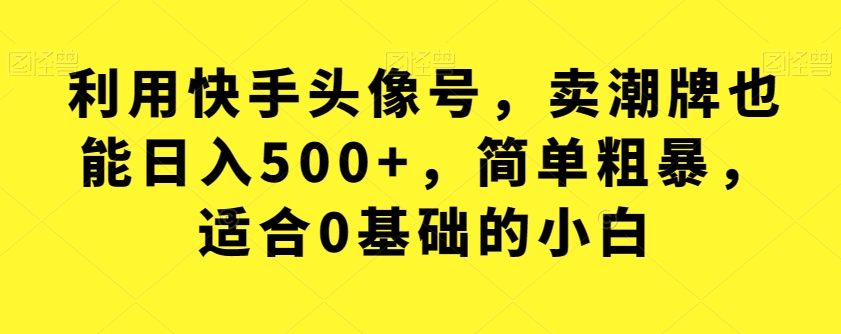 【副业项目7527期】利用快手头像号，卖潮牌也能日入500+，简单粗暴，适合0基础的小白【揭秘】-晴沐网创  