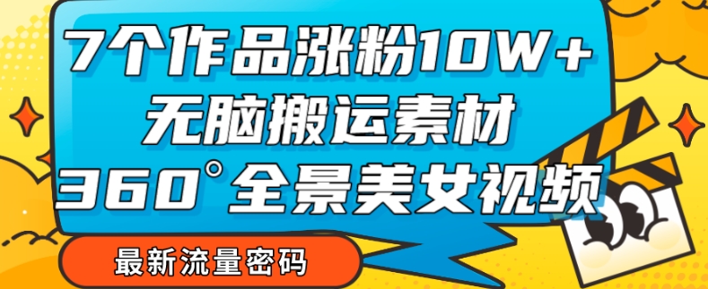 【副业项目7945期】7个作品涨粉10W+，无脑搬运素材，全景美女视频爆款玩法分享【揭秘】-晴沐网创  