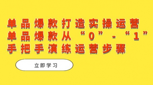 【副业项目7711期】单品爆款打造实操运营，单品爆款从“0”-“1”手把手演练运营步骤-晴沐网创  