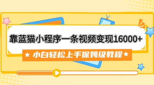 【副业项目7909期】靠蓝猫小程序一条视频变现16000+小白轻松上手保姆级教程（附166G资料素材）-晴沐网创  