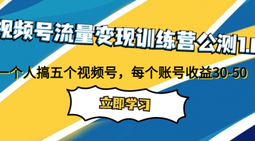 【副业项目8026期】视频号流量变现训练营公测1.0：一个人搞五个视频号，每个账号收益30-50-晴沐网创  