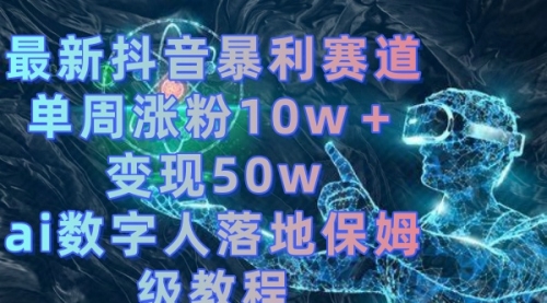 【副业8738期】最新抖音暴利赛道，单周涨粉10w＋变现50w的ai数字人落地保姆级教程-晴沐网创  