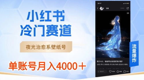 【副业8816期】小红书冷门赛道，夜光治愈系壁纸号，单号月入4000＋-晴沐网创  