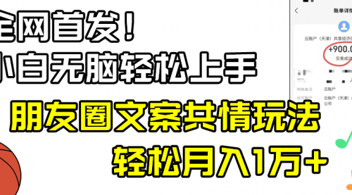 【副业8908期】小白轻松无脑上手，朋友圈共情文案玩法，月入1W+-晴沐网创  