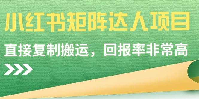 【副业9039期】小红书矩阵达人项目，直接复制搬运，回报率非常高-晴沐网创  