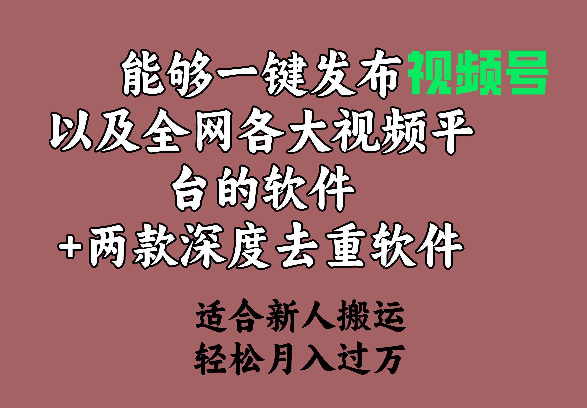 能够一键发布视频号以及全网各大视频平台的软件+两款深度去重软件 适合…-晴沐网创  