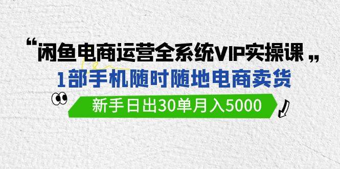 闲鱼电商运营全系统VIP实战课，1部手机随时随地卖货，新手日出30单月入5000-晴沐网创  