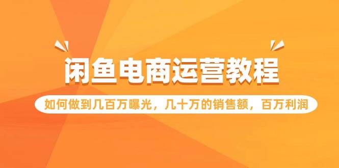 闲鱼电商运营教程：如何做到几百万曝光，几十万的销售额，百万利润-晴沐网创  