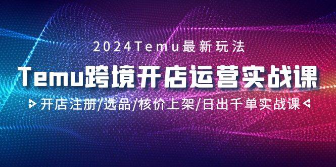 2024Temu跨境开店运营实战课，开店注册/选品/核价上架/日出千单实战课-晴沐网创  