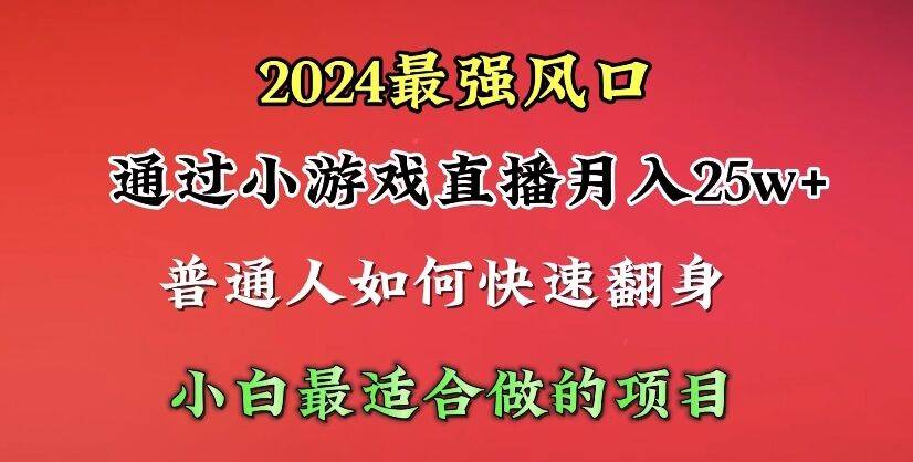 2024年最强风口，通过小游戏直播月入25w+单日收益5000+小白最适合做的项目-晴沐网创  