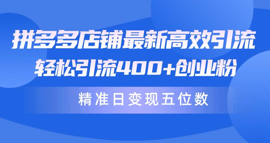 拼多多店铺最新高效引流术，轻松引流400+创业粉，精准日变现五位数！-晴沐网创  