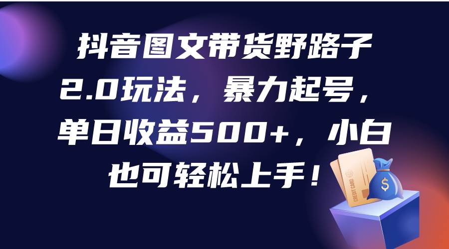 抖音图文带货野路子2.0玩法，暴力起号，单日收益500+，小白也可轻松上手！-晴沐网创  