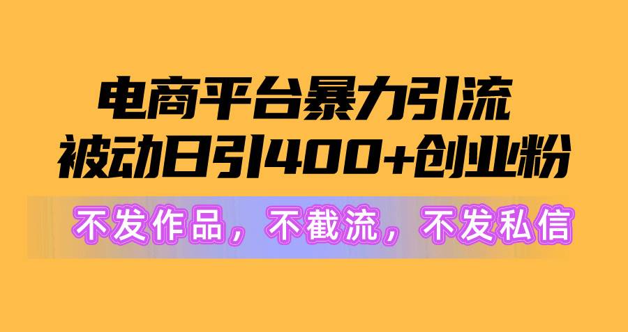 电商平台暴力引流,被动日引400+创业粉不发作品，不截流，不发私信-晴沐网创  