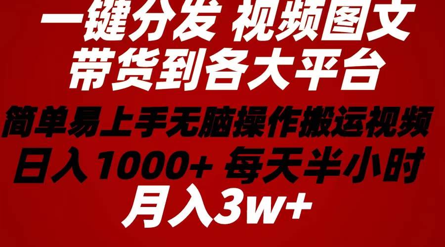 2024年 一键分发带货图文视频  简单易上手 无脑赚收益 每天半小时日入1…-晴沐网创  