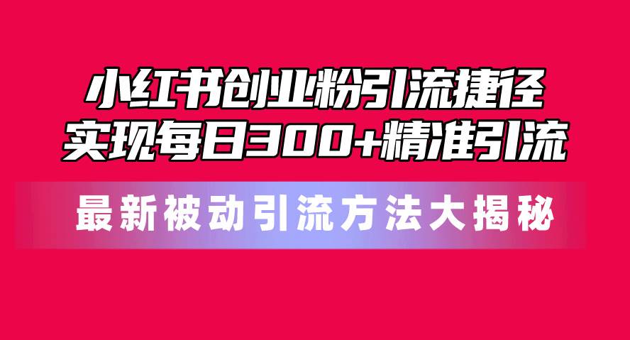 小红书创业粉引流捷径！最新被动引流方法大揭秘，实现每日300+精准引流-晴沐网创  