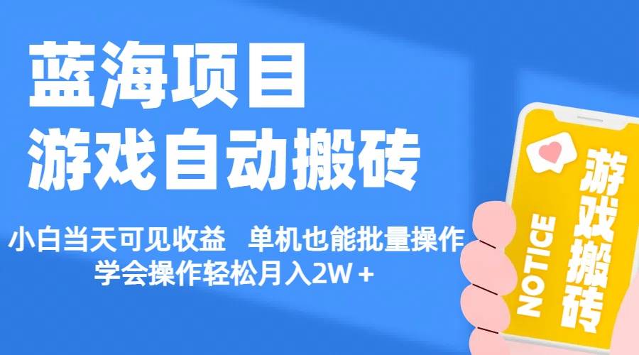 【蓝海项目】游戏自动搬砖 小白当天可见收益 单机也能批量操作 学会操…-晴沐网创  