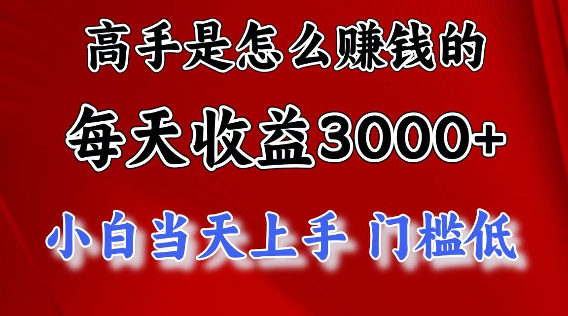 高手是怎么赚钱的，一天收益3000+ 这是穷人逆风翻盘的一个项目，非常…-晴沐网创  