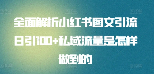 全面解析小红书图文引流日引100私域流量是怎样做到的-晴沐网创  