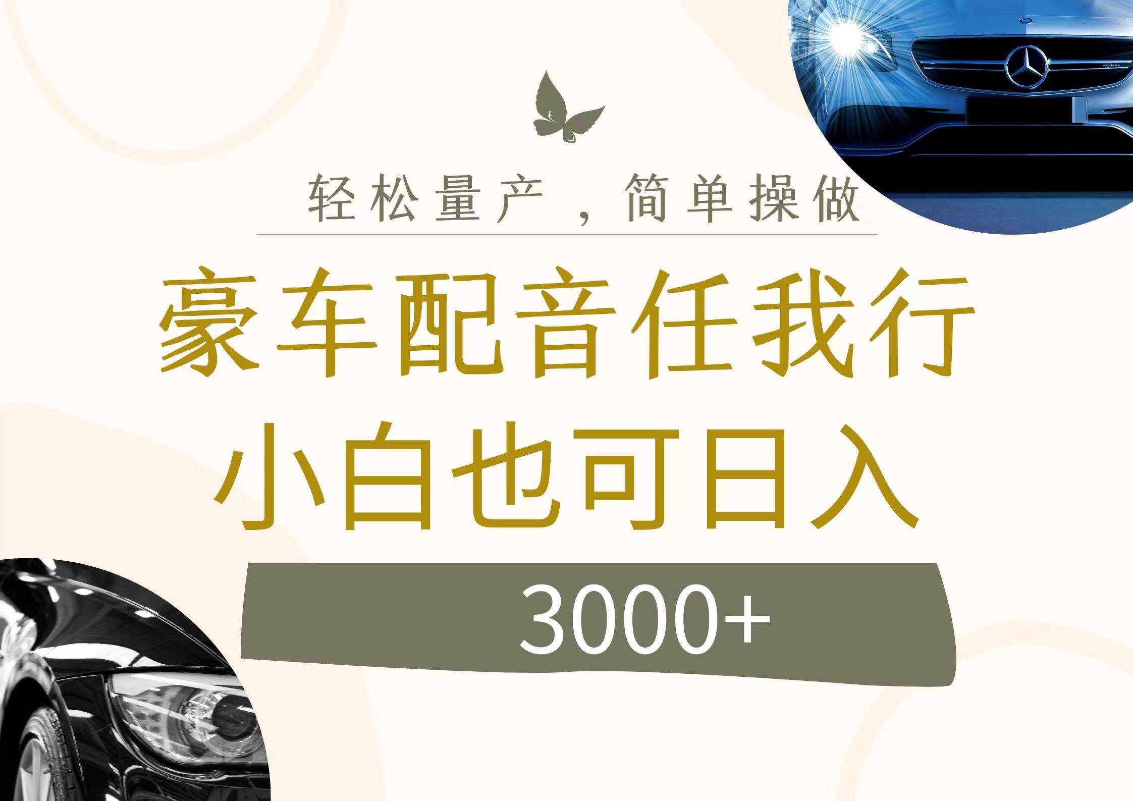 不为人知的暴力小项目，豪车配音，日入3000+-晴沐网创  