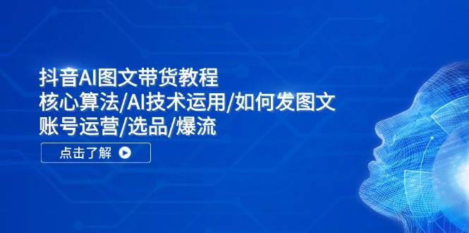 抖音AI图文带货教程：核心算法/AI技术运用/如何发图文/账号运营/选品/爆流-晴沐网创  